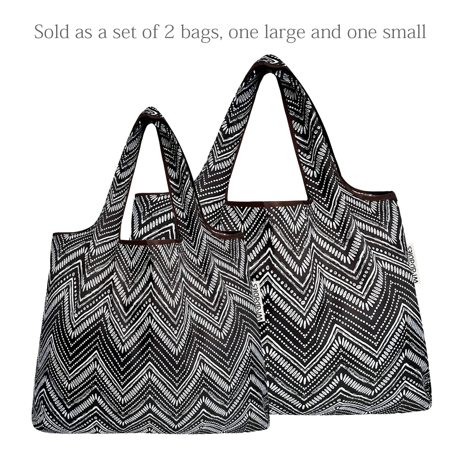 Allydrew Large & Small Foldable Tote Nylon Reusable Grocery Bags, Set Of 2, Intricate Chevron